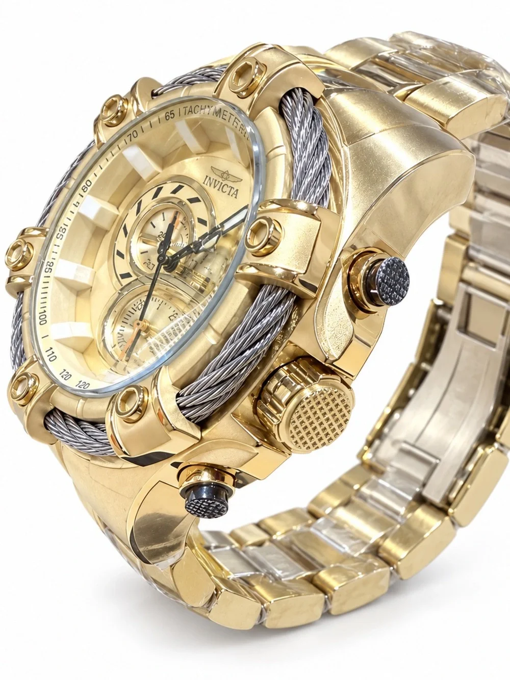 NWT Invicta Bolt Valkir 69798 Gold 52mm Chronograph Watch MSRP $399